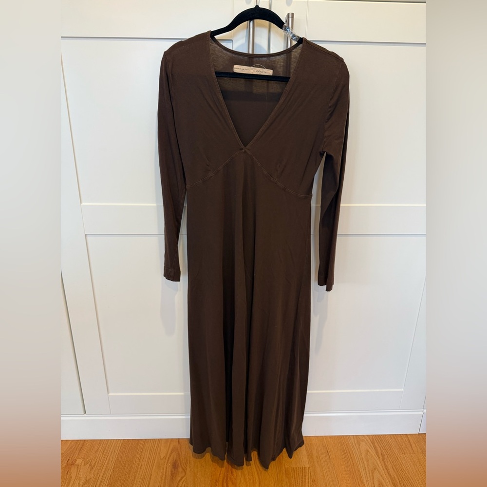 Raquel Allegra | Cotton Brown Long Sleeve Dress